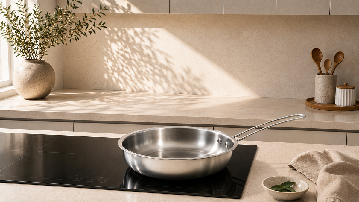 SteelSoul stainless steel fry pan in a modern kitchen